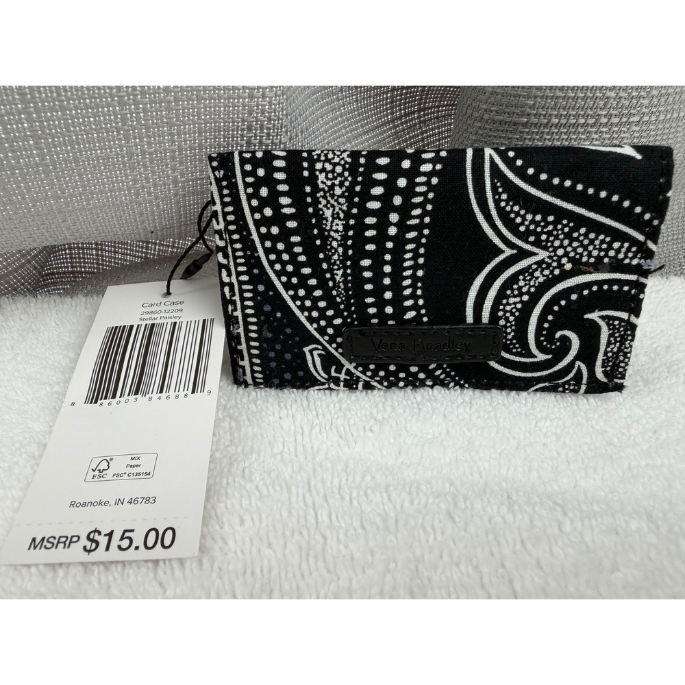 Vera Bradley Card Case Stellar Paisley Black White RFID Wallet 29860-12209 NWT